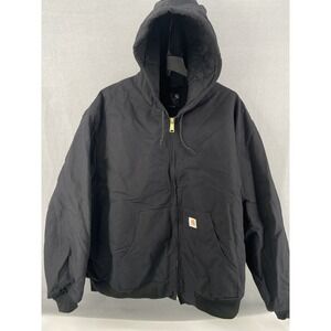 Carhartt Jacket Mens 4XL Black 0J0140-M Loose Duck Canvas Insulated Work Hood